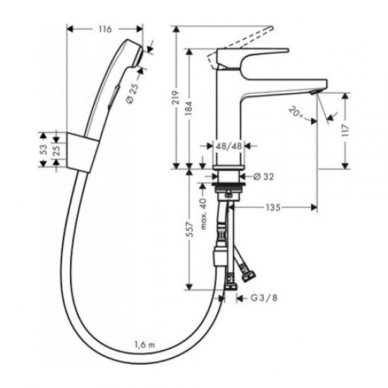 Набор для биде Hansgrohe 74522000, хром Набор для биде Hansgrohe 74522000, хром