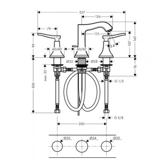 Смеситель hansgrohe Metropol Classic для раковины 31330090, хром/под золото