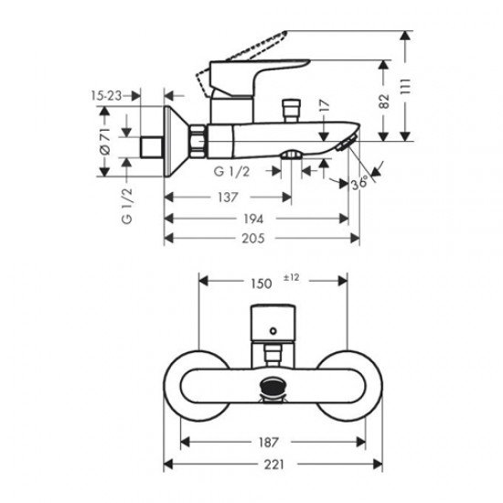 Смеситель hansgrohe Talis E для ванны, 71740990, полир. золото