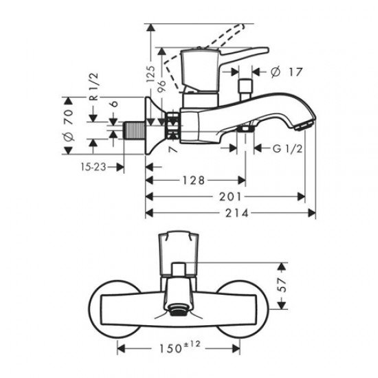 Смеситель hansgrohe Metropol Classic для ванны 31340090, хром/под золото