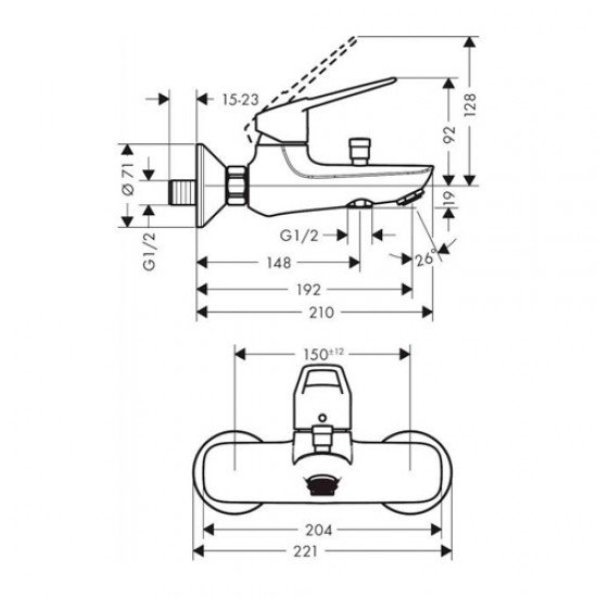 Смеситель для ванны и душа hansgrohe Novus Loop 71340000, хром Смеситель для ванны и душа hansgrohe Novus Loop 71340000, хром