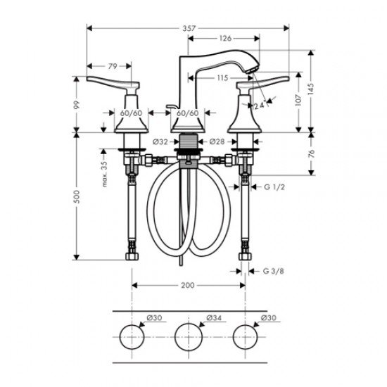 Смеситель hansgrohe Metropol Classic для раковины 31330000, хром