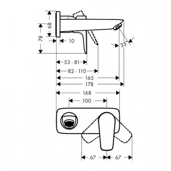 Смеситель для раковины hansgrohe Talis E настенный 71732000, хром
