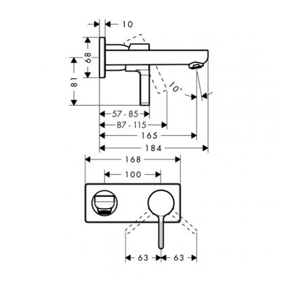 Смеситель hansgrohe Metris S для раковины настенный 31162000, хром
