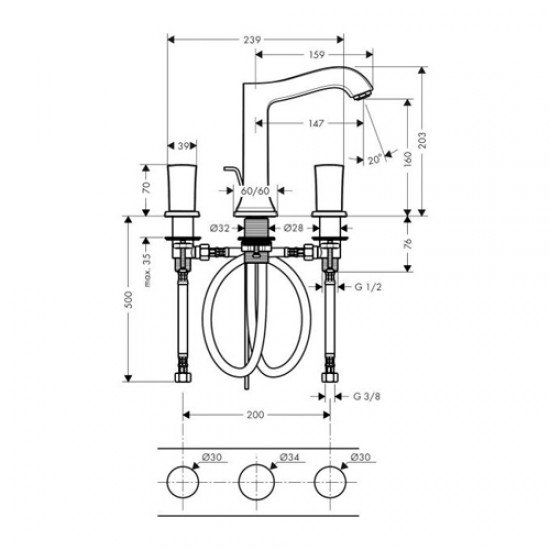 Смеситель hansgrohe Metropol Classic для раковины 31305000, хром Смеситель hansgrohe Metropol Classic для раковины 31305000, хром