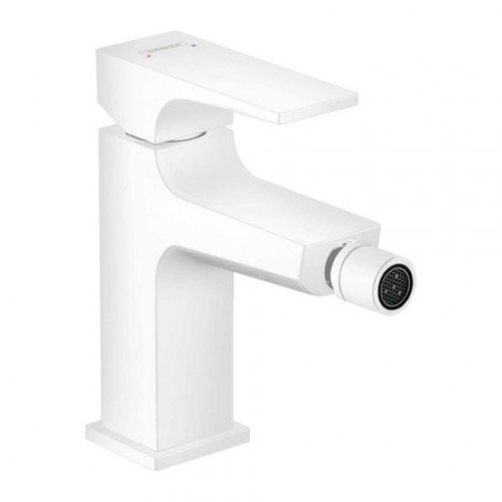Смеситель hansgrohe Metropol для биде, однорычажный, со сливным клапаном Push-Open 32520700, матовый белый Смеситель hansgrohe Metropol для биде, однорычажный, со сливным клапаном Push-Open 32520700, матовый белый