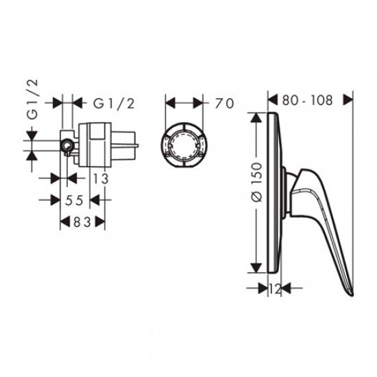 Смеситель hansgrohe Novus для душа 71068000, хром