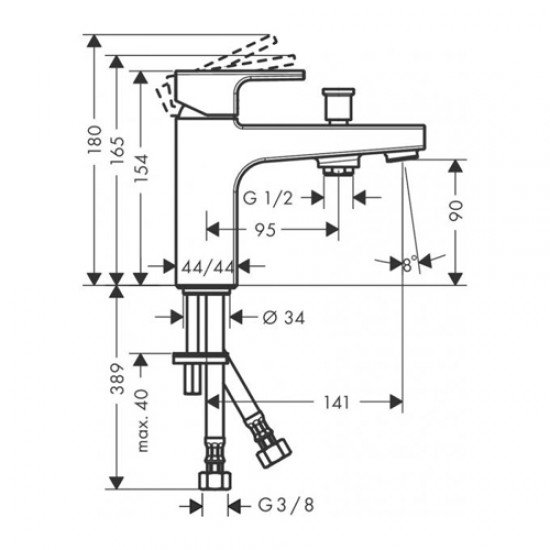 Смеситель для ванны и душа Monotrou, с 2 уровнями расхода воды Hansgrohe Vernis Shape 71464000, хром Смеситель для ванны и душа Monotrou, с 2 уровнями расхода воды Hansgrohe Vernis Shape 71464000, хром