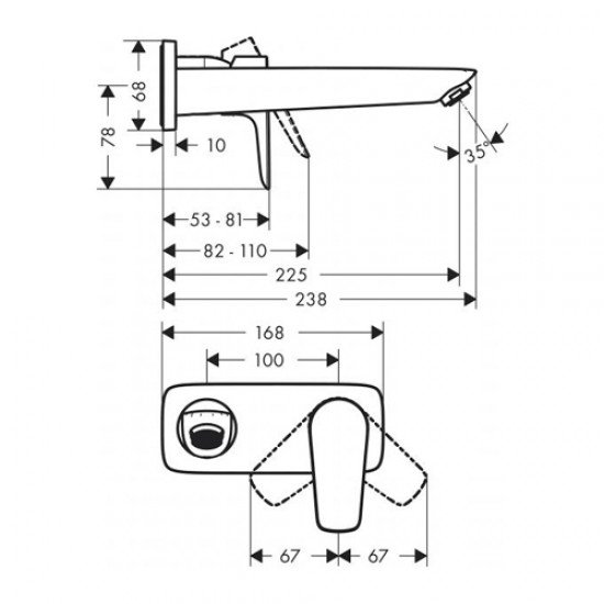 Смеситель hansgrohe Talis E для раковины, однорычажный, СМ, излив 225 мм. 71734670, матовый черный