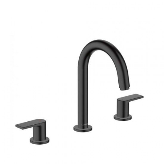 Смеситель для раковины на 3 отверстия, со сливным гарнитуром Hansgrohe Vernis Shape 71563670, матовый черный