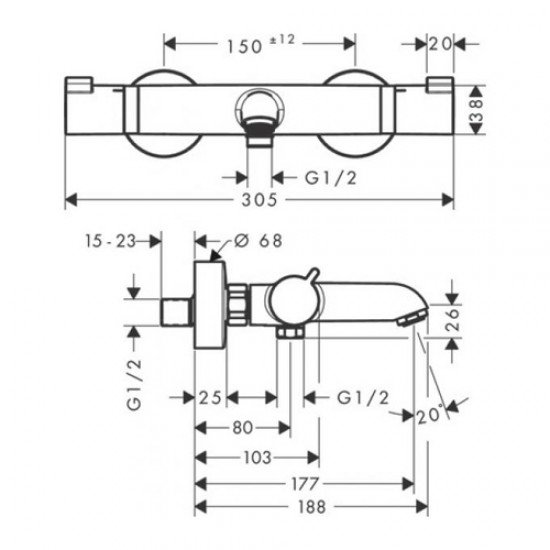 Термостат для ванны Hansgrohe Ecostat Comfort 13114340, шлифованный черный хром