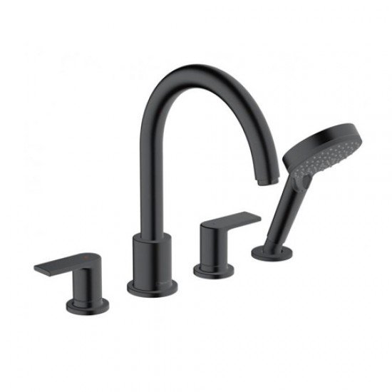 Смеситель на край ванны на 4 отверстия Hansgrohe Vernis Shape 71459670, матовый черный