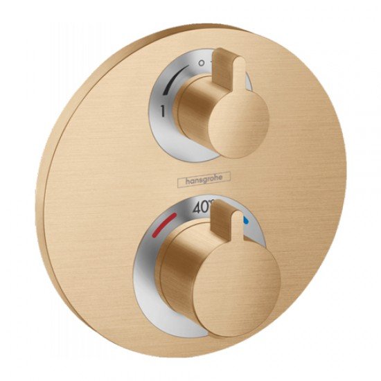 Термостат с запорным/переключающим вентилем Hansgrohe Ecostat S, СМ 15758140, шлифованная бронза Термостат с запорным/переключающим вентилем Hansgrohe Ecostat S, СМ 15758140, шлифованная бронза