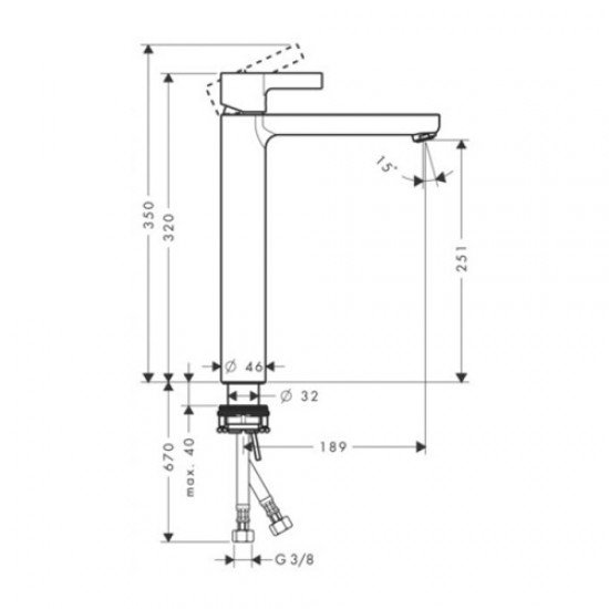 Смеситель для раковины Hansgrohe Metris S Highriser, однорычажный, без сливного набора 31023000, хром Смеситель для раковины Hansgrohe Metris S Highriser, однорычажный, без сливного набора 31023000, хром