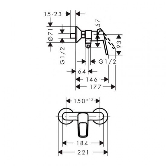Смеситель hansgrohe Logis loop для душа 71247000, хром