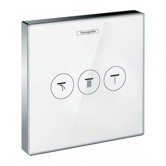 ShowerSelect Glass Модуль ShowerSelect с 3 запорными клапанами 15736400, белый/хром ShowerSelect Glass Модуль ShowerSelect с 3 запорными клапанами 15736400, белый/хром