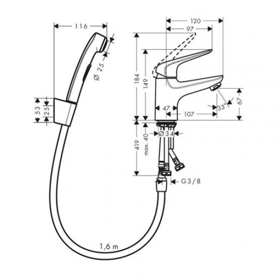 Смеситель hansgrohe Novus для раковины с гигиеническим душем 71144000, хром Смеситель hansgrohe Novus для раковины с гигиеническим душем 71144000, хром