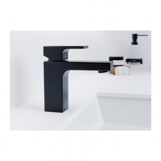 Смеситель для раковины 100, без сливного набора Hansgrohe Vernis Shape 71569670, матовый черный