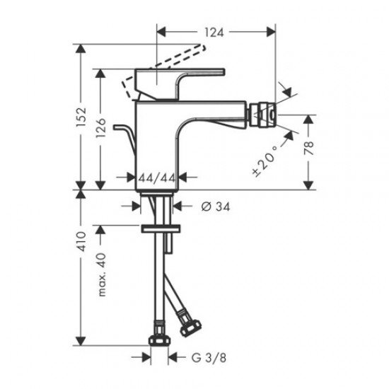 Смеситель для биде однорычажный со сливным гарнитуром Hansgrohe Vernis Shape 71211000, хром