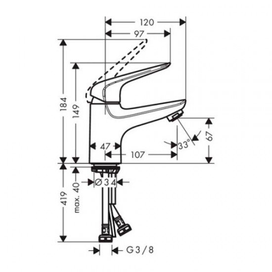 Смеситель для раковины 70, однорычажный, CoolStart, со сливным клапаном Push-Open Hansgrohe 71022000, хром Смеситель для раковины 70, однорычажный, CoolStart, со сливным клапаном Push-Open Hansgrohe 71022000, хром