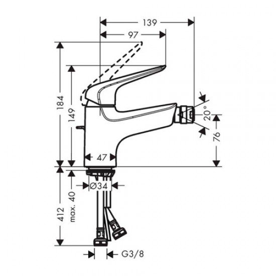Смеситель hansgrohe Novus для биде 71142000, хром