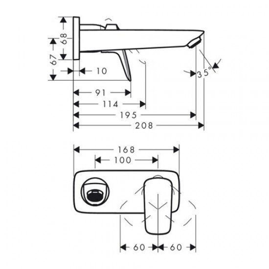 Смеситель для раковины hansgrohe Logis 71220000, настенный, хром