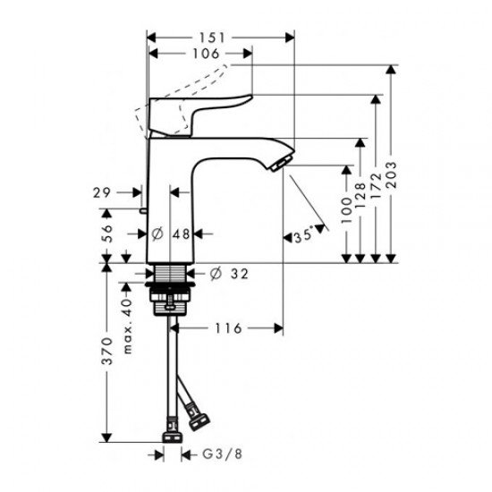 Смеситель hansgrohe Metris для раковины 31080000, хром