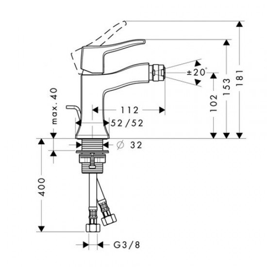 Смеситель hansgrohe Metris Classic для биде 31275000, хром