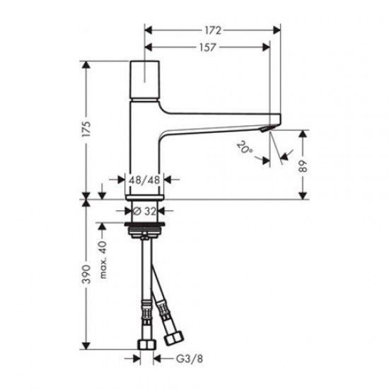 Смеситель для раковины Hansgrohe Metropol 100, с рукояткой Select, со сливным клапаном Push-Open 32570000, хром