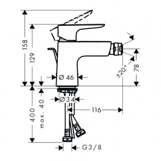 Смеситель hansgrohe Talis E для биде 71720990, полир. золото