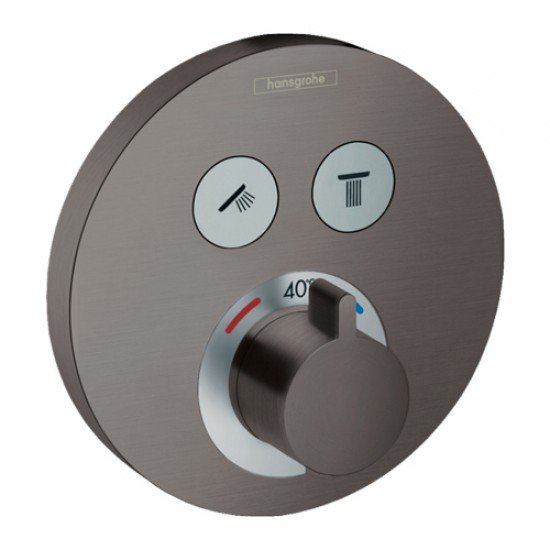 Термостат Hansgrohe ShowerSelect S, для 2 потребителей; , СМ 15743340, шлифованный черный хром Термостат Hansgrohe ShowerSelect S, для 2 потребителей; , СМ 15743340, шлифованный черный хром