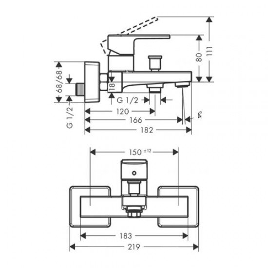 Смеситель для ванны Hansgrohe Vernis Shape 71450670, матовый черный