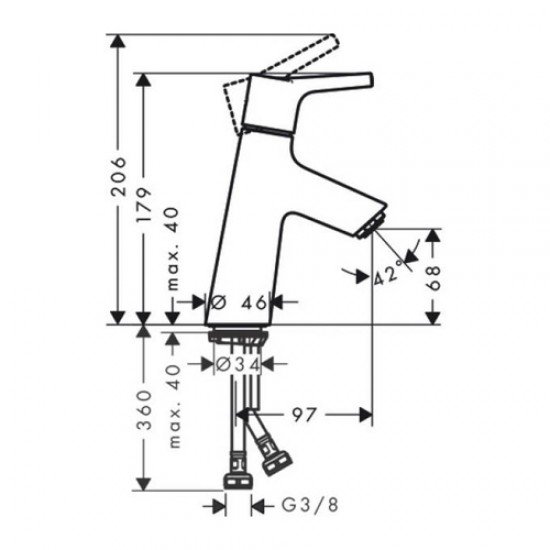 Смеситель для раковины Hansgrohe Talis S 80, однорычажный, CoolStart, без сливного набора 72014000, хром