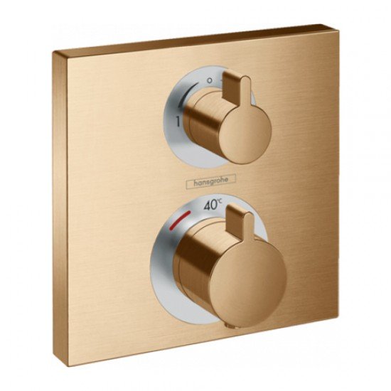 Термостат Hansgrohe Ecostat Square скрытого монтажа, для 2 потребителей; , 15714140, шлифованная бронза