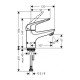Смеситель для биде Hansgrohe Talis E однорычажный, со сливным клапаном push-open 71050000, хром