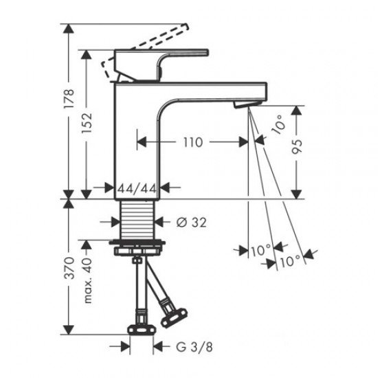 Смеситель для раковины 100, без сливного набора Hansgrohe Vernis Shape 71569670, матовый черный