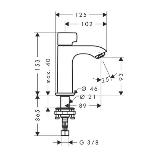 Смеситель для раковины 100, без сливного набора Hansgrohe 31166000, хром