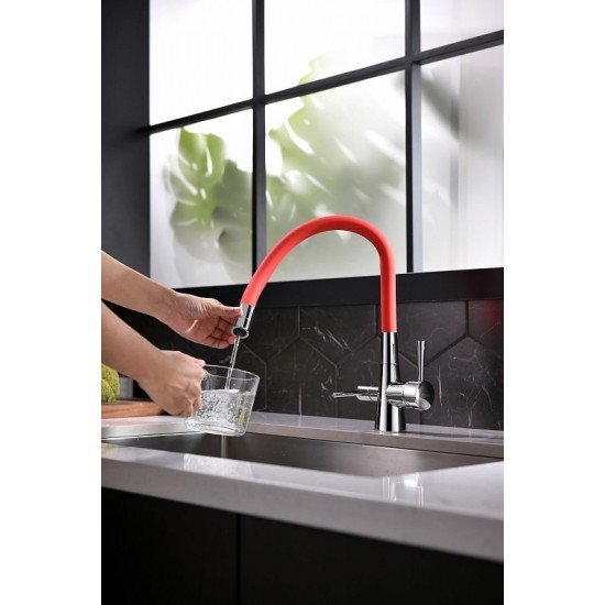Смеситель для кухни с подключением к фильтру с питьевой водой Lemark Comfort LM3075C-Red