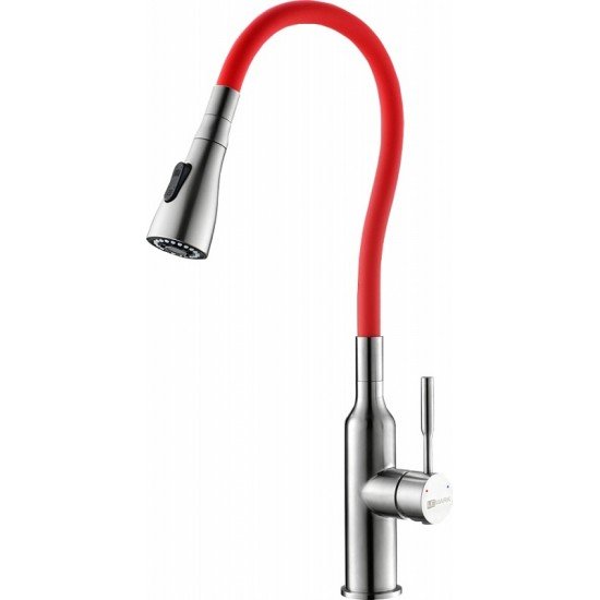 Смеситель для кухни с поворотным изливом Lemark LM5082S-Red 