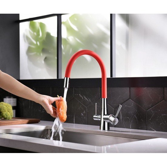 Смеситель для кухни с подключением к фильтру с питьевой водой Lemark Comfort LM3075C-Red