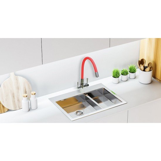 Смеситель для кухни с подключением к фильтру с питьевой водой Lemark Comfort LM3075C-Red
