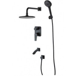   	  	  	Смеситель Lemark Bronx LM3722BL для ванны и душа встраиваемый с дополнительной 3-функц. лейкой, черн