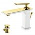 MISTA Смеситель для умывальника монолитный, белый/золото