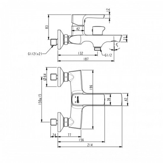 Смеситель для ванны с коротким изливом Lemark URSUS LM7214BL