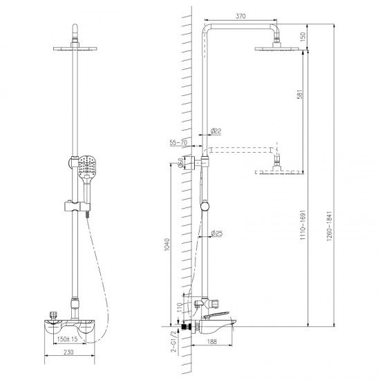 Смеситель для ванной и душа LM6862C LEMARK