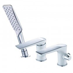 ALLEGRO Смеситель для ванны встраиваемый, на 3 отверстия, с аксессуарами, хром/белый