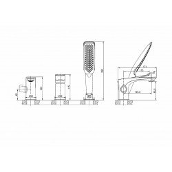 ALLEGRO Смеситель для ванны встраиваемый, на 3 отверстия, с аксессуарами, хром/белый