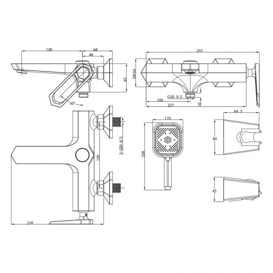 Смеситель для ванны Prizma LM3914C Lemark