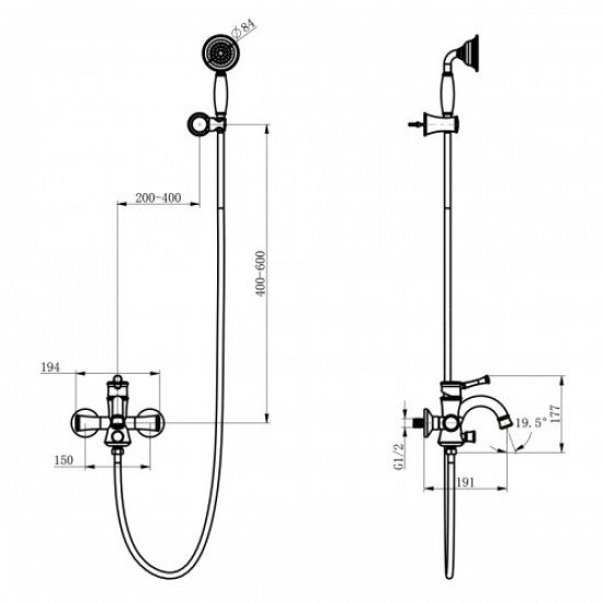 Смеситель для ванны цвет Черный кофе Peretto LM6302RB Lemark 