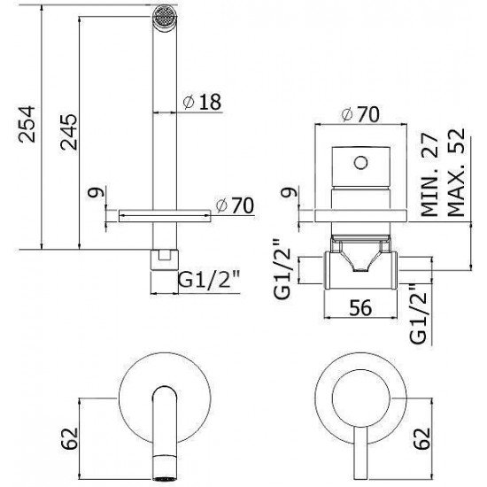Смеситель для раковины Paffoni Light LIG007NO70 черный